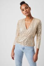 French Connection Eshka Sequin Wrap Top