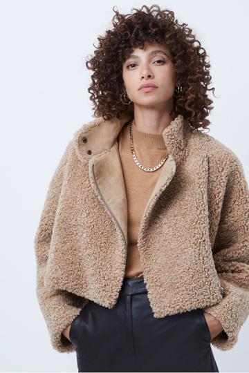 French Connection Iren Cropped Faux Fur Jacket