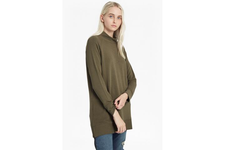 French Connection Sudan Marl Ribbed Zip Side Top