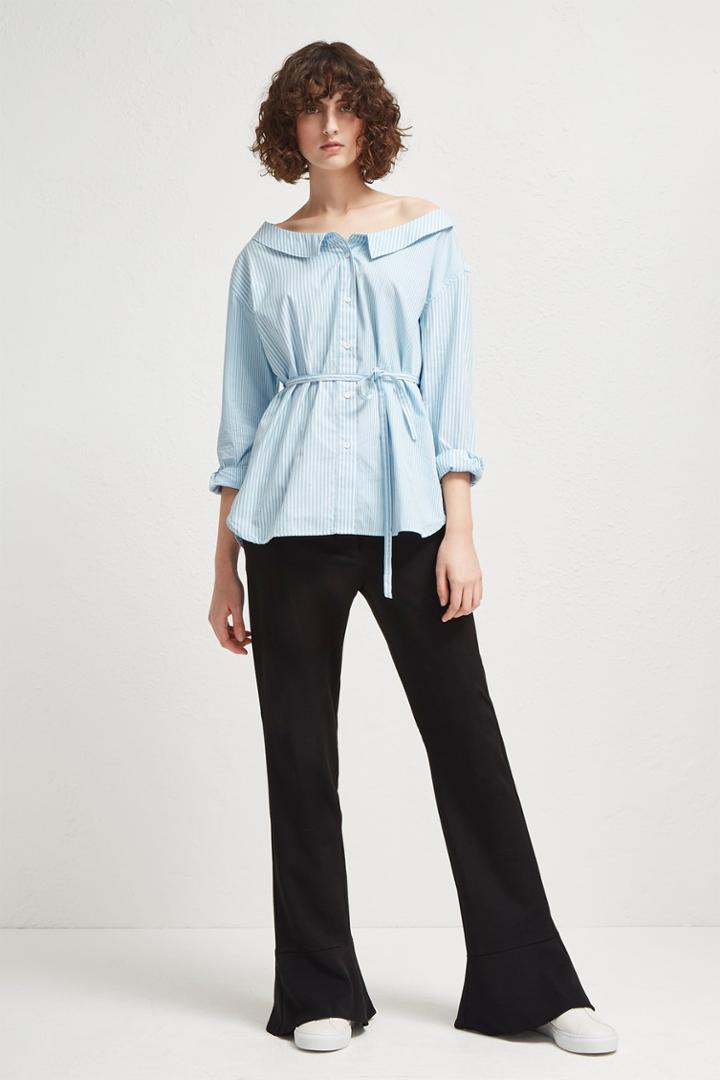 Fcus Serrana Stripe Tie Waist Shirt