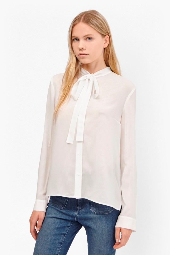 French Connection Pippa Plains Tie Neck Shirt