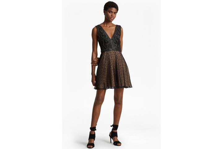 French Connection Florence Lace And Faux Leather Dress