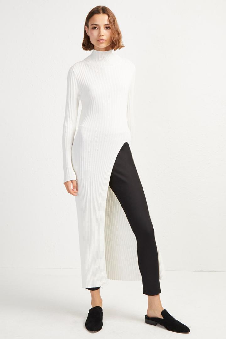 French Connenction Raven Rib Knit Long Split Jumper