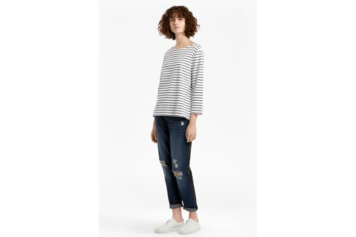 French Connection Tim Tim 3/4 Length Sleeved Striped Top