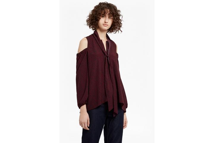 French Connection Callie Crepe Cold Shoulder Blouse