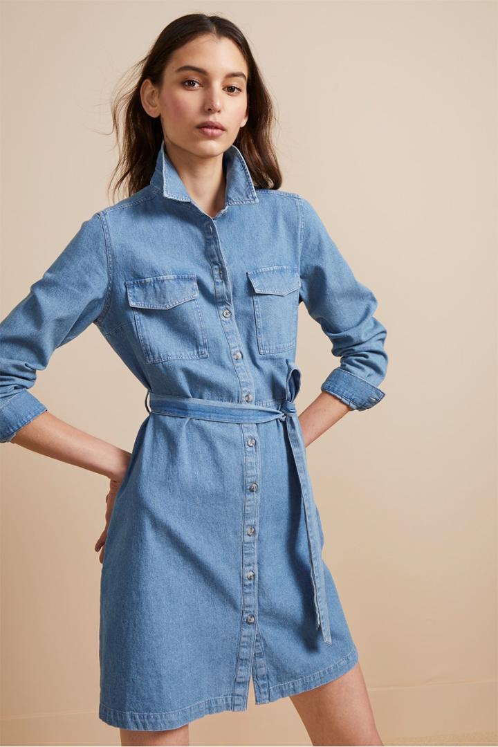 Fcus Avery Denim Belted Shirt Dress
