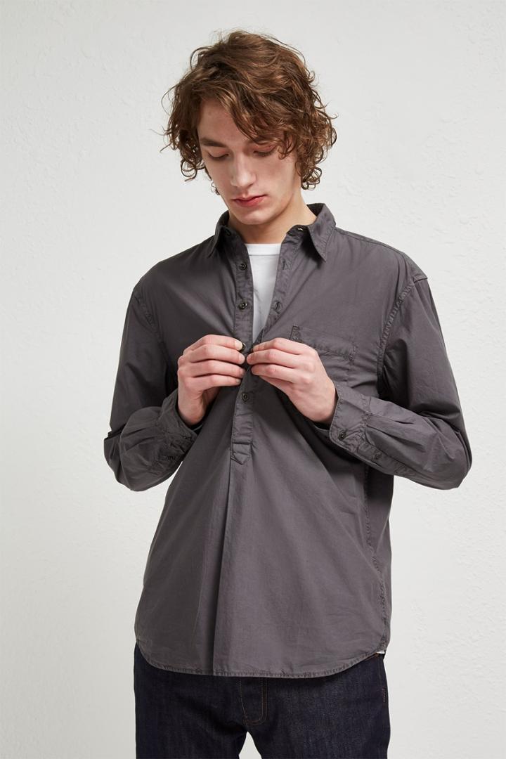 Fcus Garment Dye Poplin Popover Collared Shirt