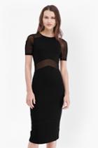 French Connection Arrow Mesh Insert Bodycon Dress
