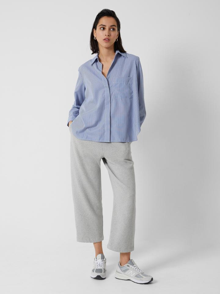 French Connection Thin Stripe Relaxed Pop Over Shirt