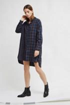 French Connenction Onille Oxford Check Shirt Dress