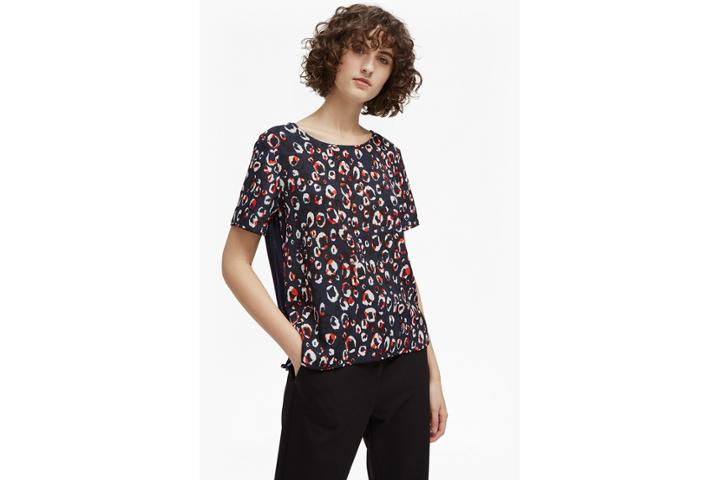 French Connection Chira Crepe Light Round Neck Top