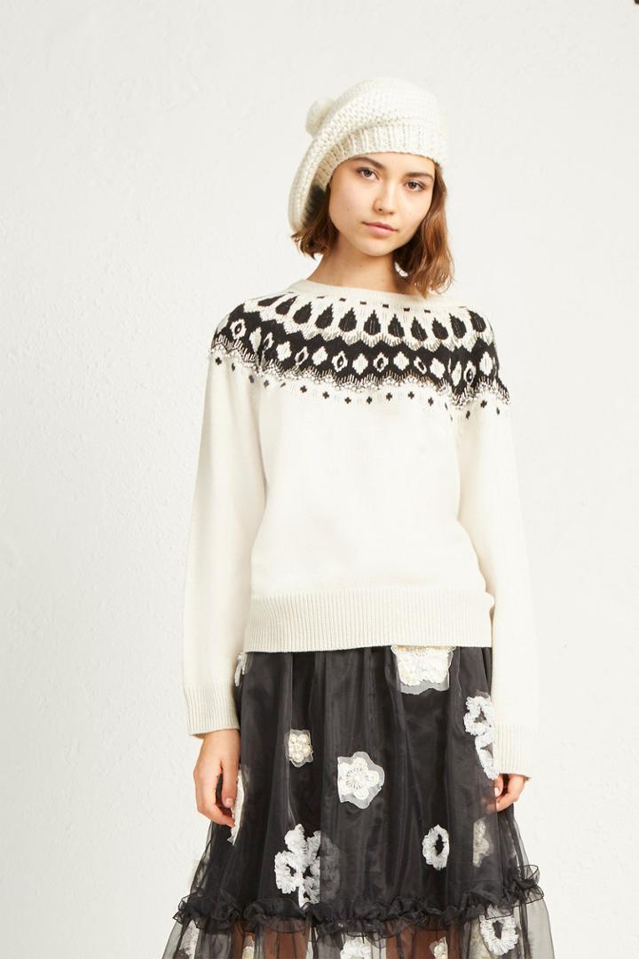French Connenction Vera Fairisle Embellished Sweater