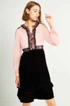 French Connenction Ednae Velvet Lace Mix Dress