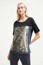 French Connenction Emilia Sequin Jersey Oversized T-shirt