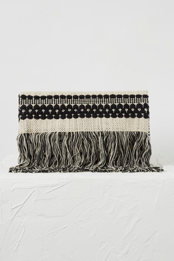 French Connenction Kala Woven Fringed Clutch