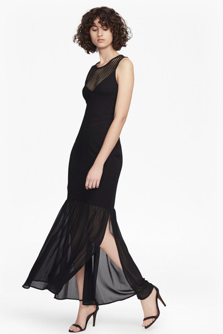 French Connenction Chantilly Beau Jersey And Mesh Maxi Dress