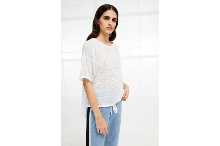 French Connection Vlore Sheer Tie Front Top