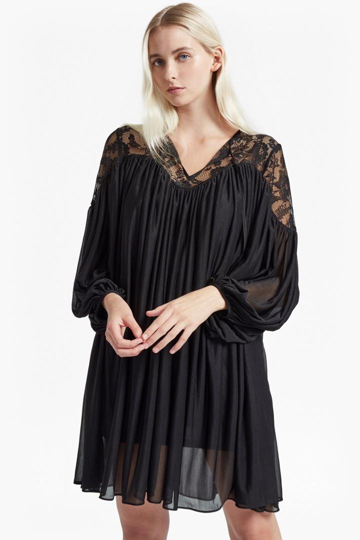 Fcus Lassia Lace Jersey Tie Neck Dress
