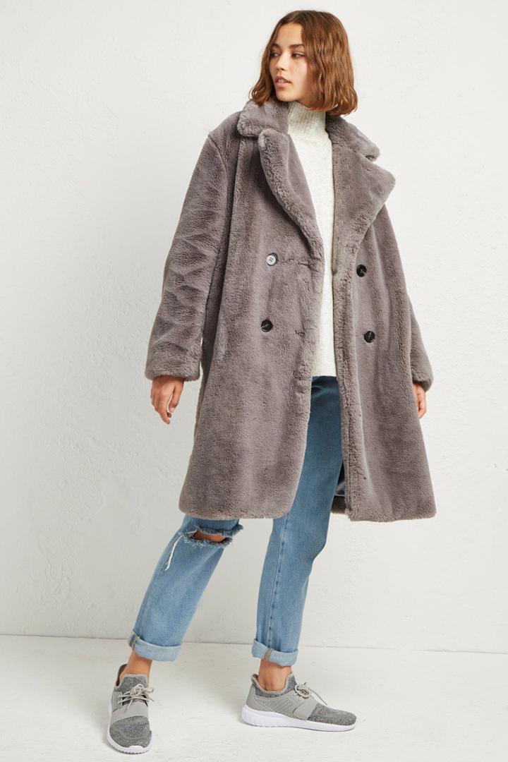 French Connenction Annie Faux Shearling Coat