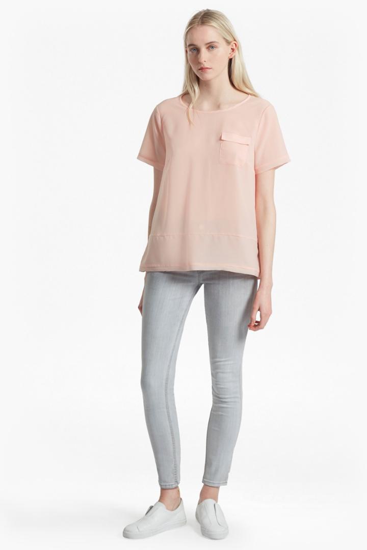 French Connection Crepe Light Raw Edge Top