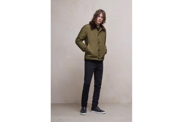 French Connection Bystander Nylon Faux Fur Collar Jacket