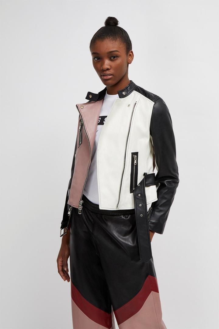 French Connenction Adela Leather Biker Jacket