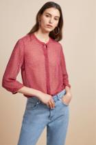 French Connection Aubine Crinkle Floral Collarless Shirt