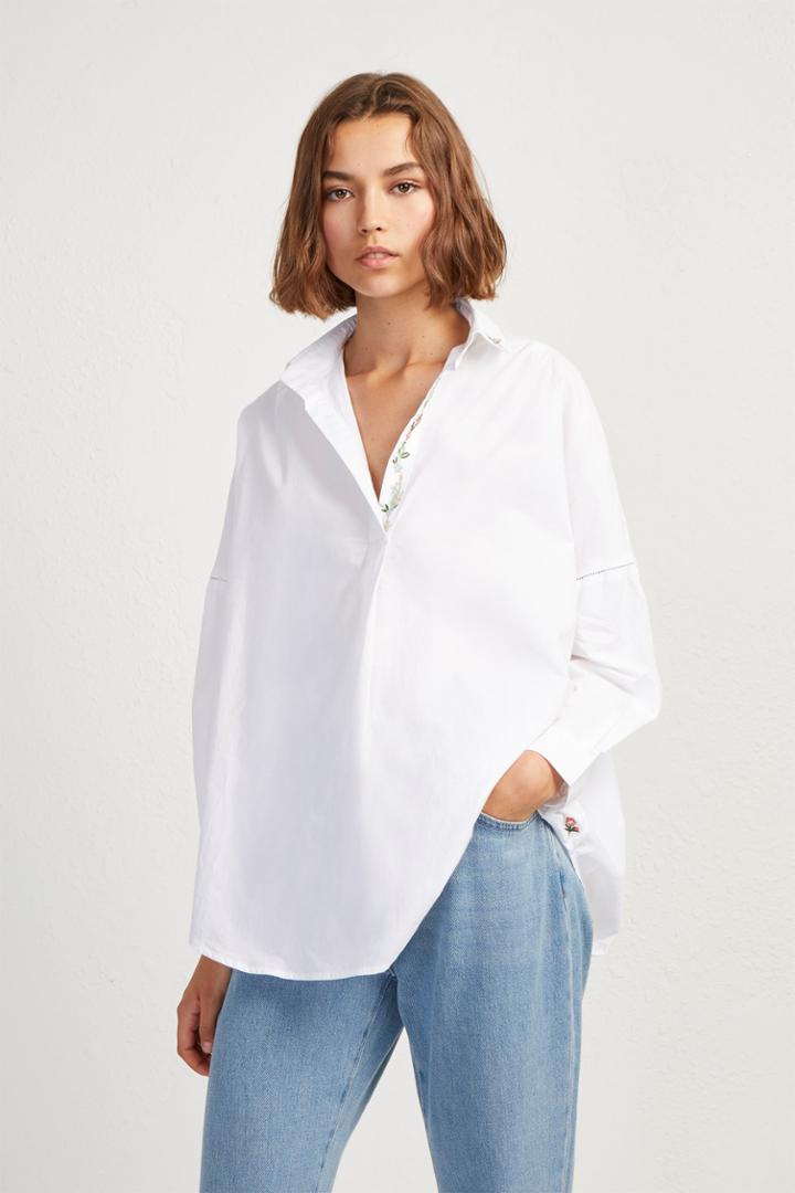 French Connenction Rhodes Poplin Floral Popover Shirt