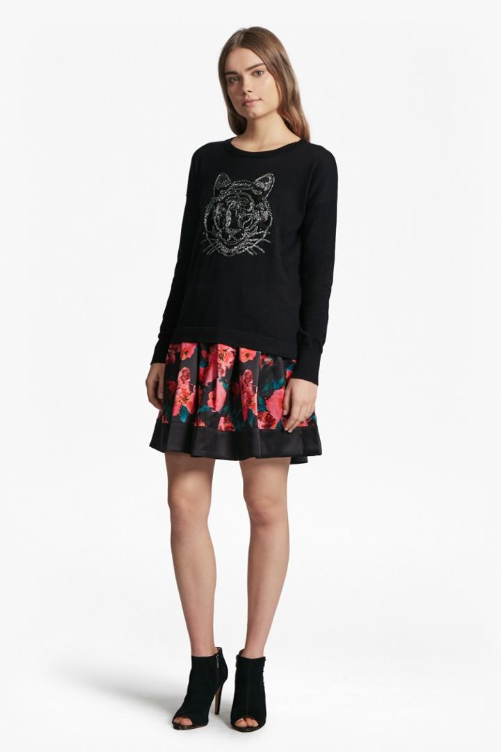 French Connection Allegro Poppy Satin Flared Skirt
