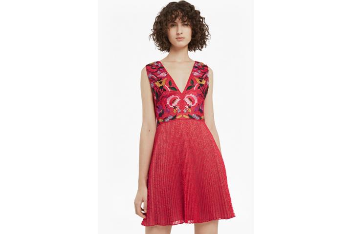 French Connection Alice Lace Embroidered V Neck Dress