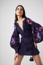 French Connection Alotta Embroidered Linen Mini Dress