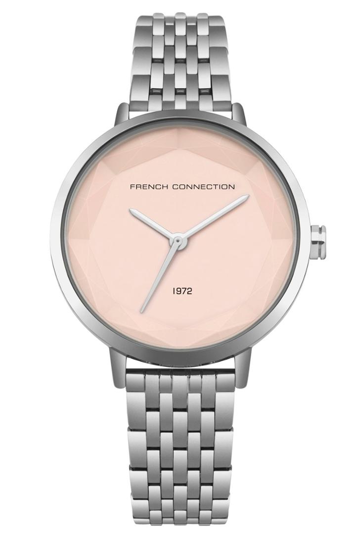French Connenction Silver Sunray Dial Bracelet Watch