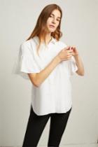 French Connenction Crepe Light Ruffle Sleeve Shirt