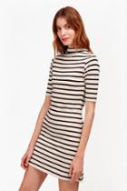 French Connection Terry Striped Mock Neck Dress