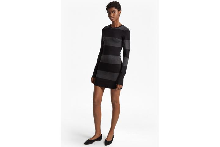 French Connection Rugby Stripe Knit Long Sleeved Jumper Dress