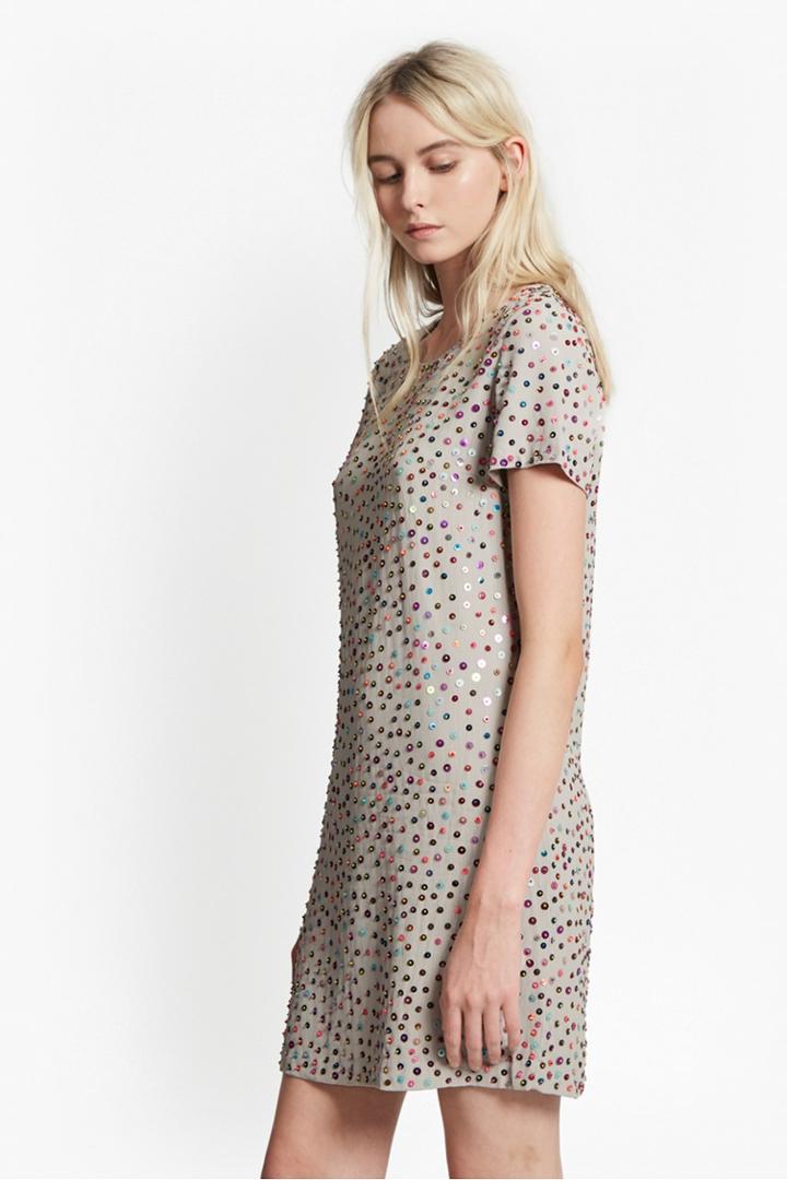 French Connection Rainbow Jewel Embellished Dress