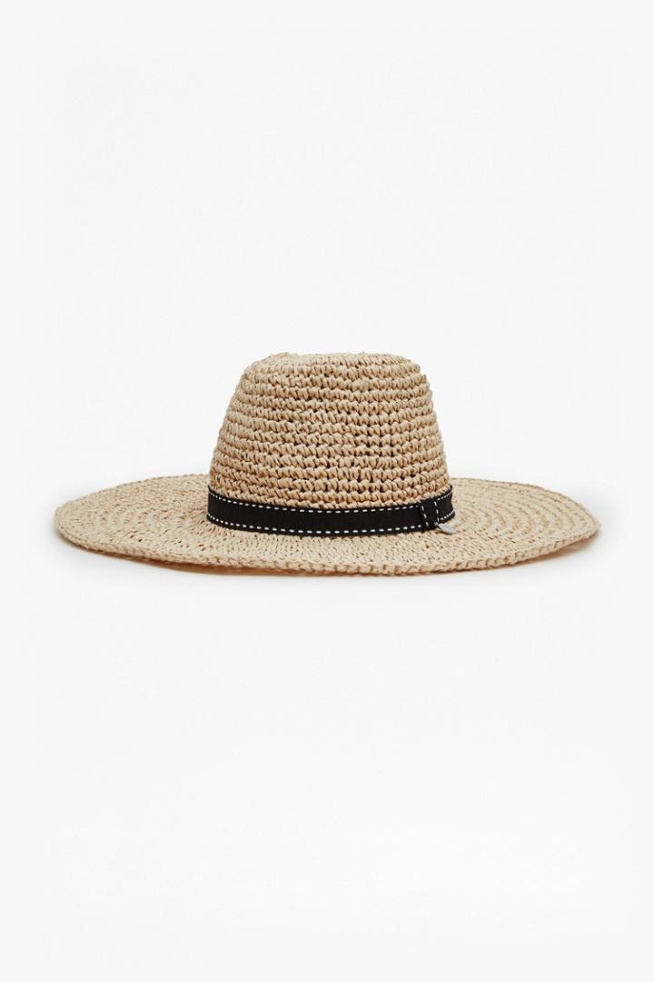 French Connection Tina Ribbon Trim Foldaway Hat