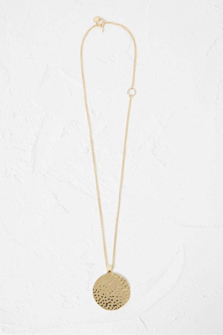French Connection Hammered Disc Pendant Necklace