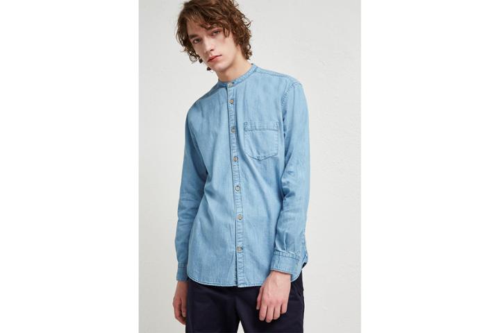 French Connection Denim Grandad Collar Shirt