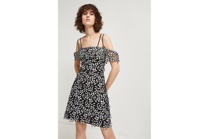 French Connection Fulaga Floral Lace Off The Shoulder Dress
