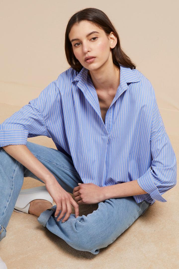 Fcus Bega Stripe Dip Hem Shirt