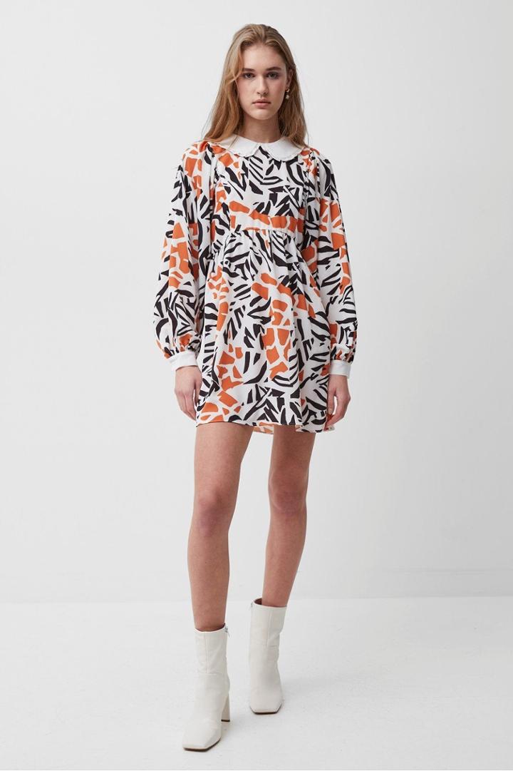 French Connection Afara Drape Puff Sleeve Dress