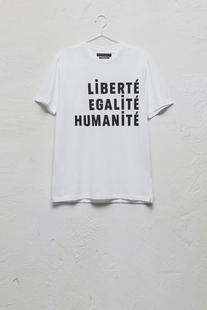 Fcus Egalite Slogan Short Sleeved Cotton T-shirt