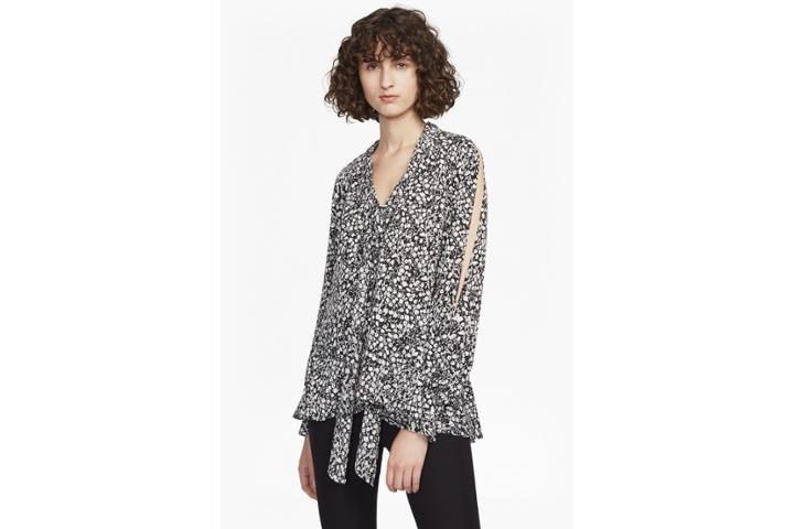 French Connection Agnes Lightweight Crepe Tie Neck Top