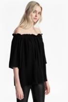 French Connection Evening Dew Ruffle Bardot Top
