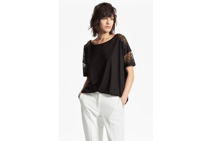 French Connection Sheer Space Devore Burnout Oversized T-shirt