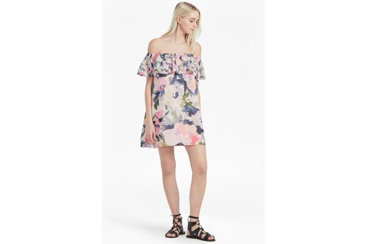 French Connection Catlett Georgette Off The Shoulder Dress