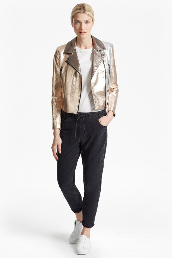 French Connection Metallic Biker Jacket