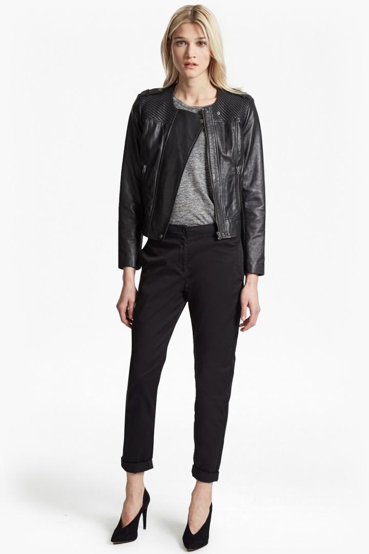 French Connection Gough Weaved Panels Leather Jacket