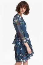 French Connenction Olivie Sheer Ruffle Floral Skater Dress